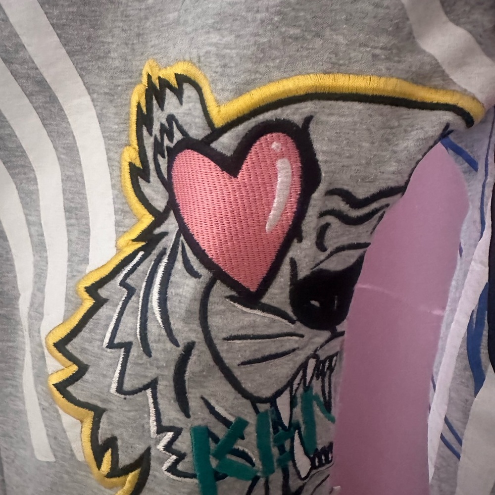 Kenzo Gray Zip-Up with Colorful Embroidery - Picture 3 of 16